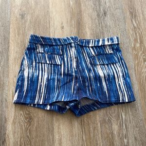 Kenzo Paris Blue High Waisted Shorts Size 38 Retro Vintage Galaxy Stripes